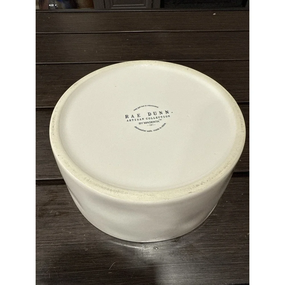 Rae Dunn FELIZ NAVIDOG Dog Bowl Ceramic RedWhite Christmas Holiday Pet Dish used